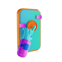 3D-Illustration Hand und Münze zahlen pro Klick png