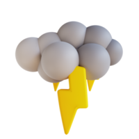 3D illustration cloudy weather and lightning png