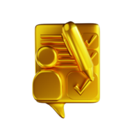 3D illustration golden person note and pencil png