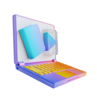 3d illustrazione colorato il computer portatile e studia in linea png