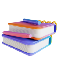 cahier et crayon d'illustration 3d png