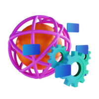 3D illustration global and gear web development png