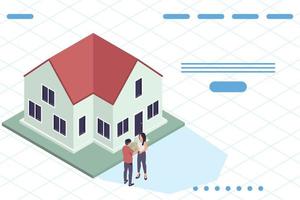 house and couple vector