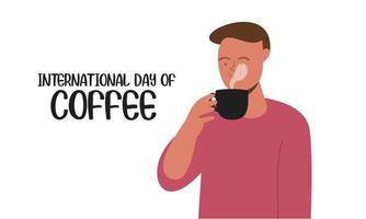 International day of coffee illustration hand drawn vector