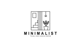 logotipo de muebles minimalistas, vector de logotipo de muebles de arte lineal