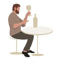 bearde man drinking wine vector