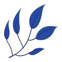rama con hojas azules vector