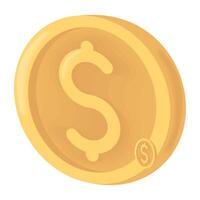 golden coin money dollar vector