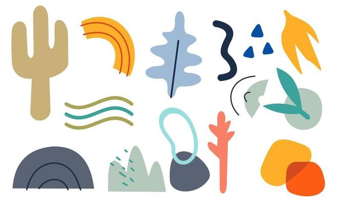 Modern trendy doodle and abstract nature icons vector illustration
