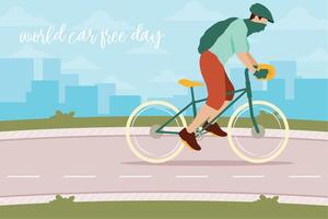 world car free day card vector