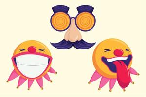 three fools day icons vector