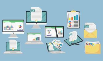 ten spreadsheet documents icons vector