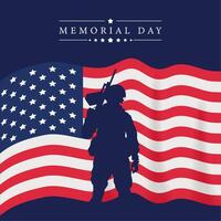 memorial day lettering postcard vector