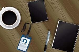 notebooks and id badge vector