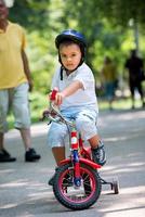 grandfather and child have fun  in park photo