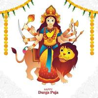 dios indio durga en feliz durga puja subh navratri fondo vector