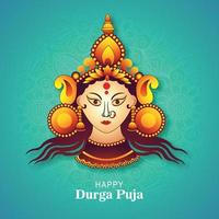 Happy navratri artistic durag face for durga puja indian celebration card background vector