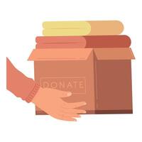 manos personas levantando caja de donaciones vector