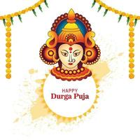 Happy navratri celebration on durga puja beautiful face card background vector