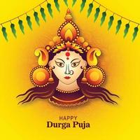 Happy navratri artistic durag face for durga puja indian celebration card background vector