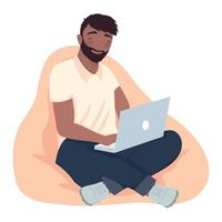 afro accountant man in sofa vector