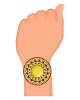 hand with Raksha Bandhan wristband vector