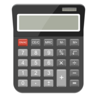 Realistic calculator isolated on white background. png