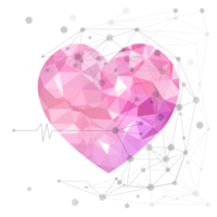 Pink polygonal heart isolated png