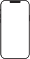 New version of black slim smartphone with blank white screen. png