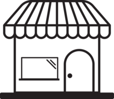 Shop, Marktliniensymbol, Umrissschild, lineares Piktogramm. png