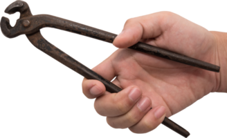 Man hand holding a  wire cutter isolate png