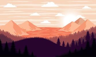 landscape river and forest vector