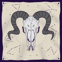 goat skull in mystic paper vector