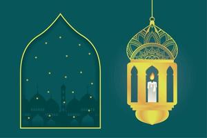 Eid Mubarak lamp and arch vector