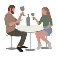 couple drinking wine vector