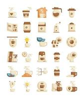 coffee flat web icon pack vector