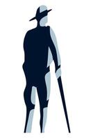 man with hat and cane suilhouette vector