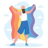 hombre con bandera lgbtq vector