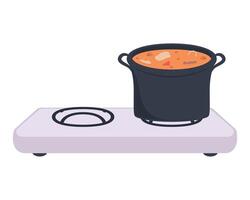 oven with pot soup vector