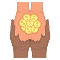 diversity hands with charity coins vector