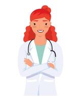 female doctor with stethoscope vector