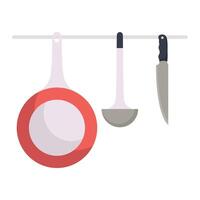 kitchen utensils hanging vector