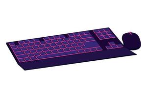 purple gamer keyboard and mouse vector