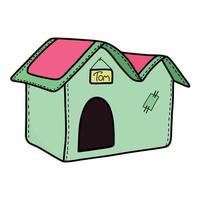 vector fabric house for animals in cartoon style.barkitecture on a white background