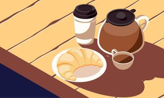 café y croissant vector