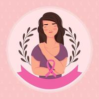 lady with pink ribbon vector