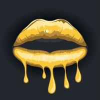 golden lips melting vector
