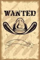 wanted label with sheriff hat vector