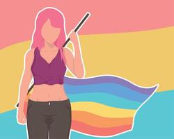 lesbian in lgbtq flag vector