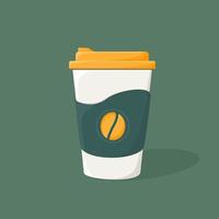 Flar design takeaway a cup of coffee. A coffee paper cup. vector